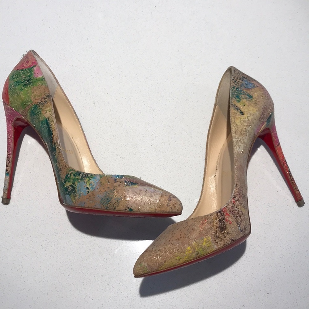 Louboutin pigalle follies 100 cork blooming pumps